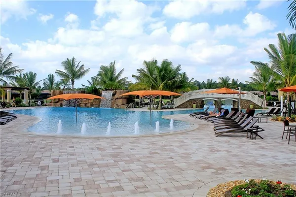 an outdoor space with patio furniture