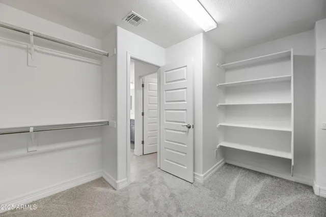 a view of an empty walk in closet