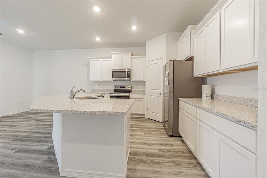 31415 Paper Birch Street Wesley Chapel, FL 33545 - Photo 13 of 29 a kitchen with stainless steel appliances a refrigerator sink and microwave