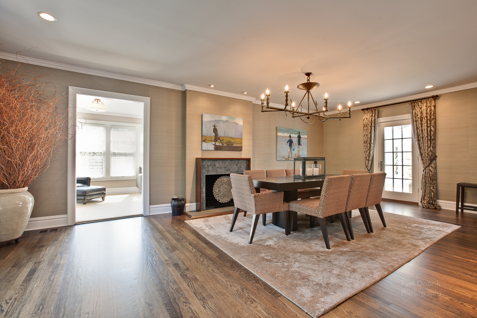 231 Franklin Road Glencoe, IL 60022 - Photo 11 of 49 a view of a dining room with furniture a chandelier and wooden floor