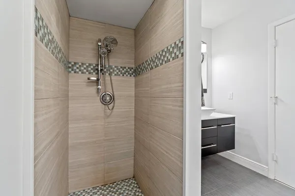 a bathroom with a shower