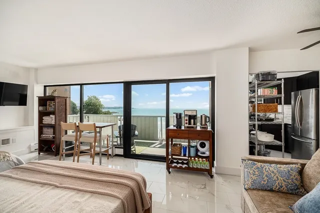 a view of a balcony with an outdoor space