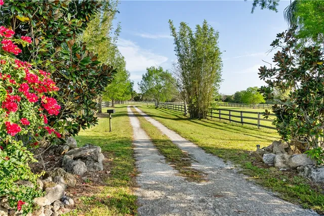 swimming pool view with a garden space