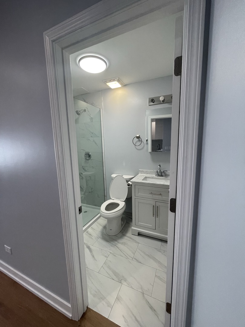 1024 West Ainslie Street, Unit 1 Chicago, IL 60640 - Photo 15 of 16 a bathroom with a sink a toilet and shower