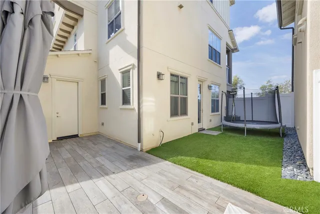 a view of a swimming pool with a city