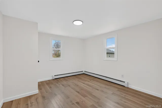 an empty room with a workbench
