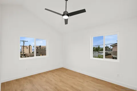 a view of a terrace with city view