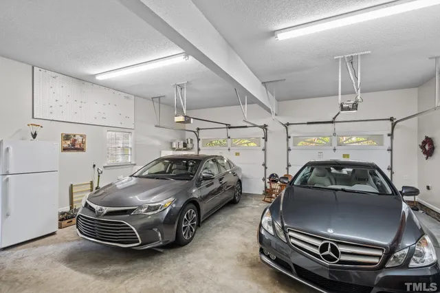 a car parked in a garage