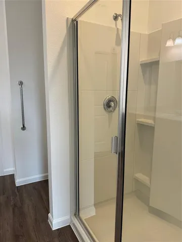 a bathroom with a shower