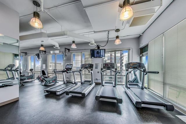 a room with gym equipment