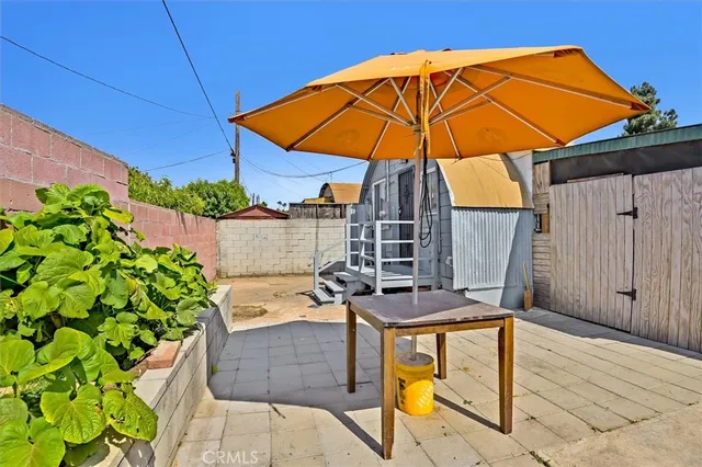 a view of an outdoor space with swimming pool