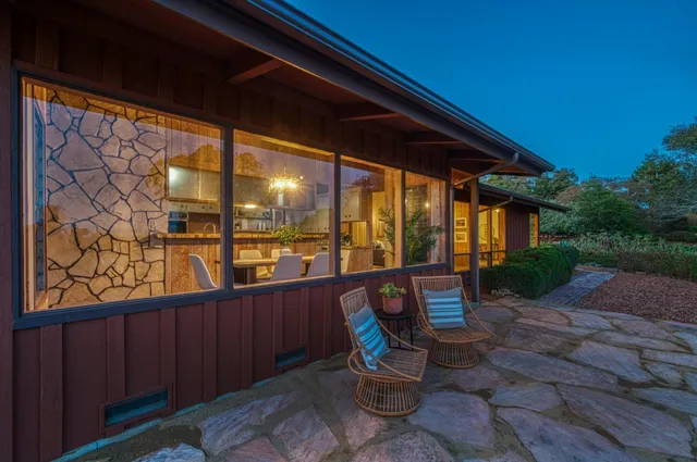 an outdoor space with trees