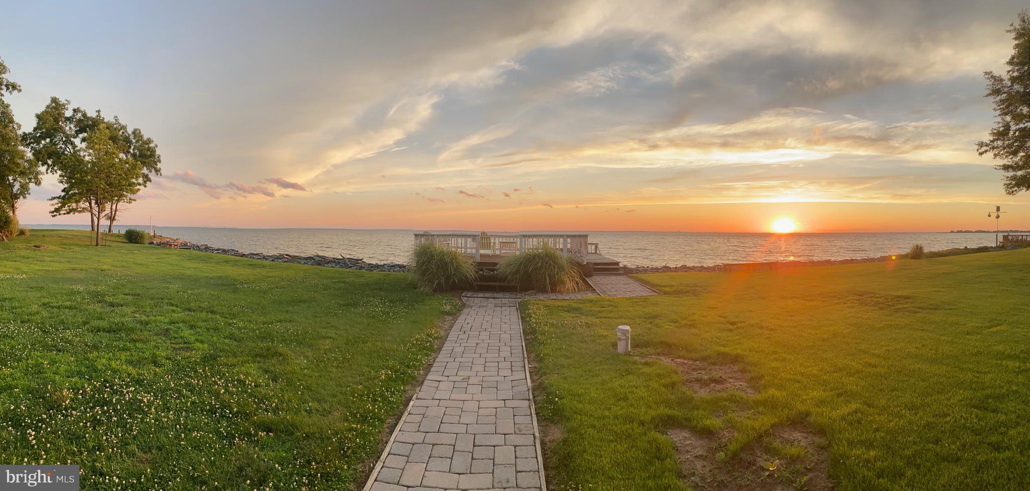 Sunset Facing the bay from the deck