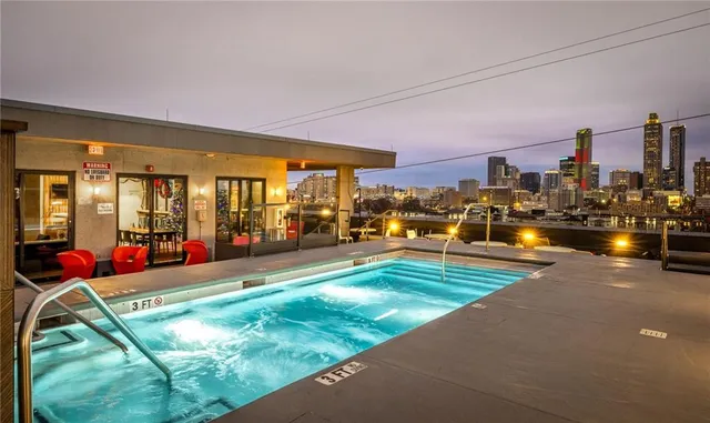 a view of a city with tall buildings