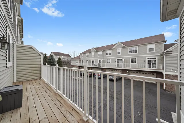a view of a building from a balcony