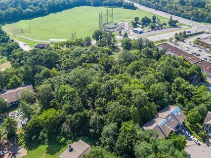 an aerial view of a house