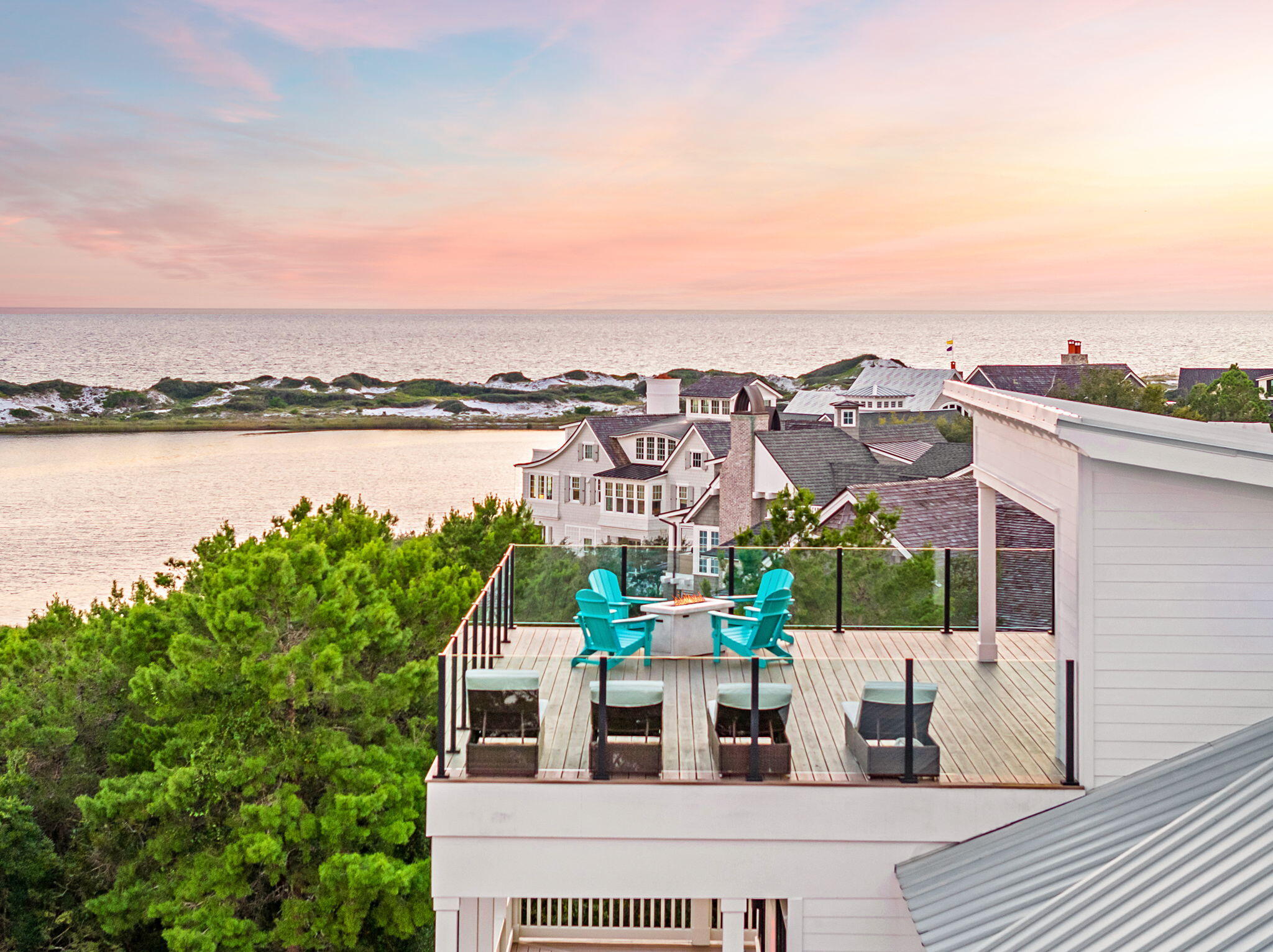 a view of a city from a terrace