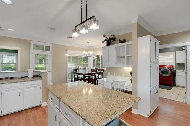 a view of a lake with a houses