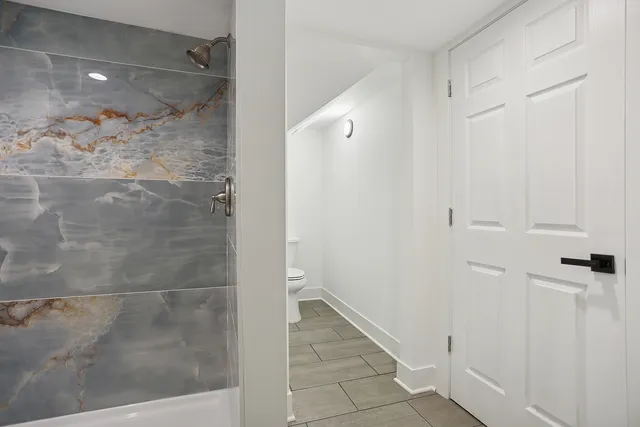 a bathroom with a shower