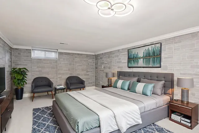 a view of room with window and stairs