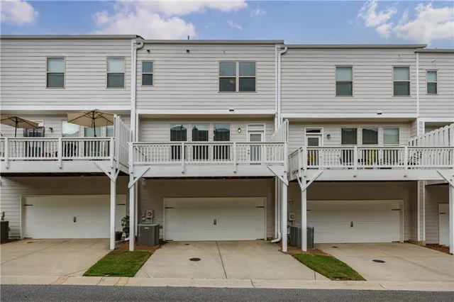 a front view of a building with street view
