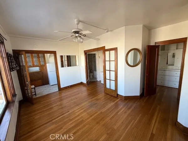 a room with window and stairs