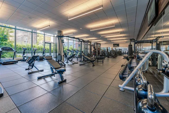 a view of a room with gym equipment