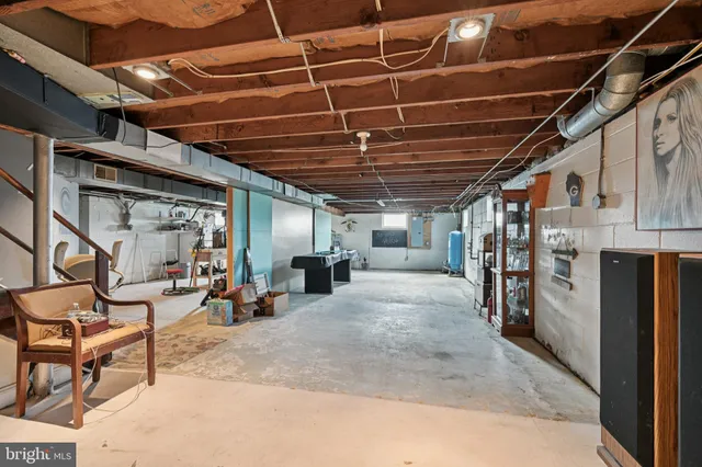 a view of a storage room with a garage