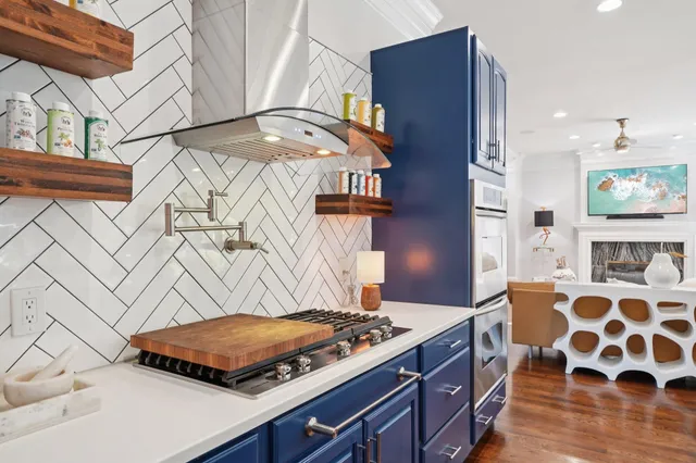 a view of a balcony with furniture