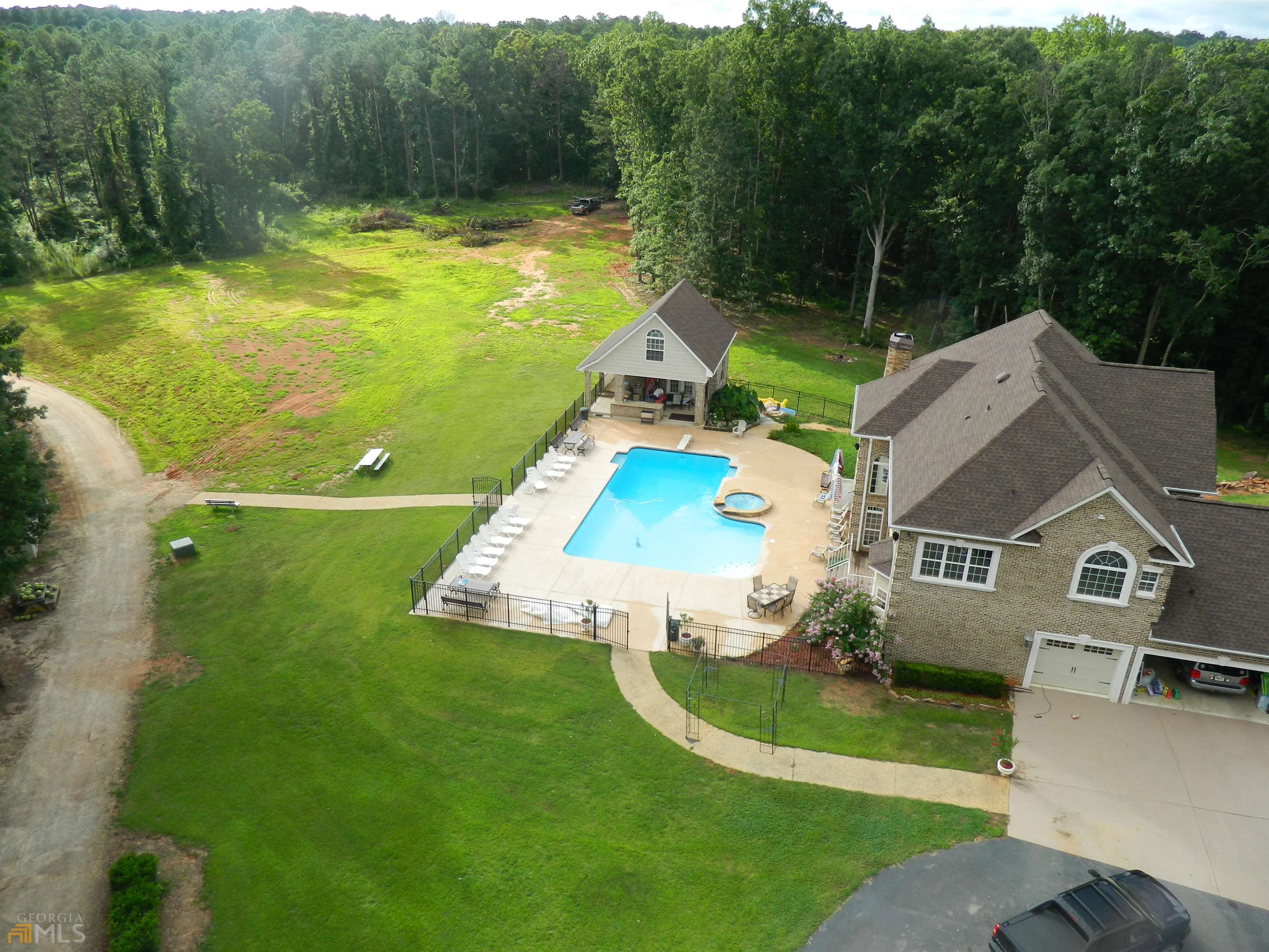 an aerial view of a house