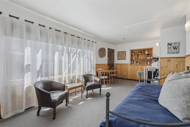 a bedroom with furniture