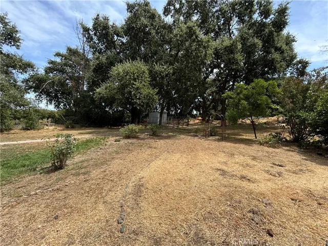 a view of a garden from a balcony
