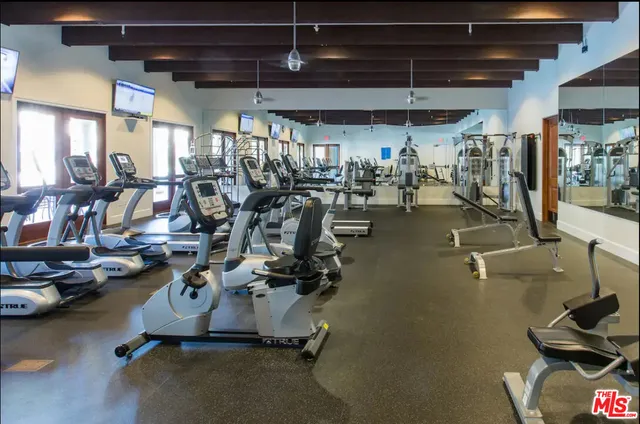 a view of a room with gym equipment