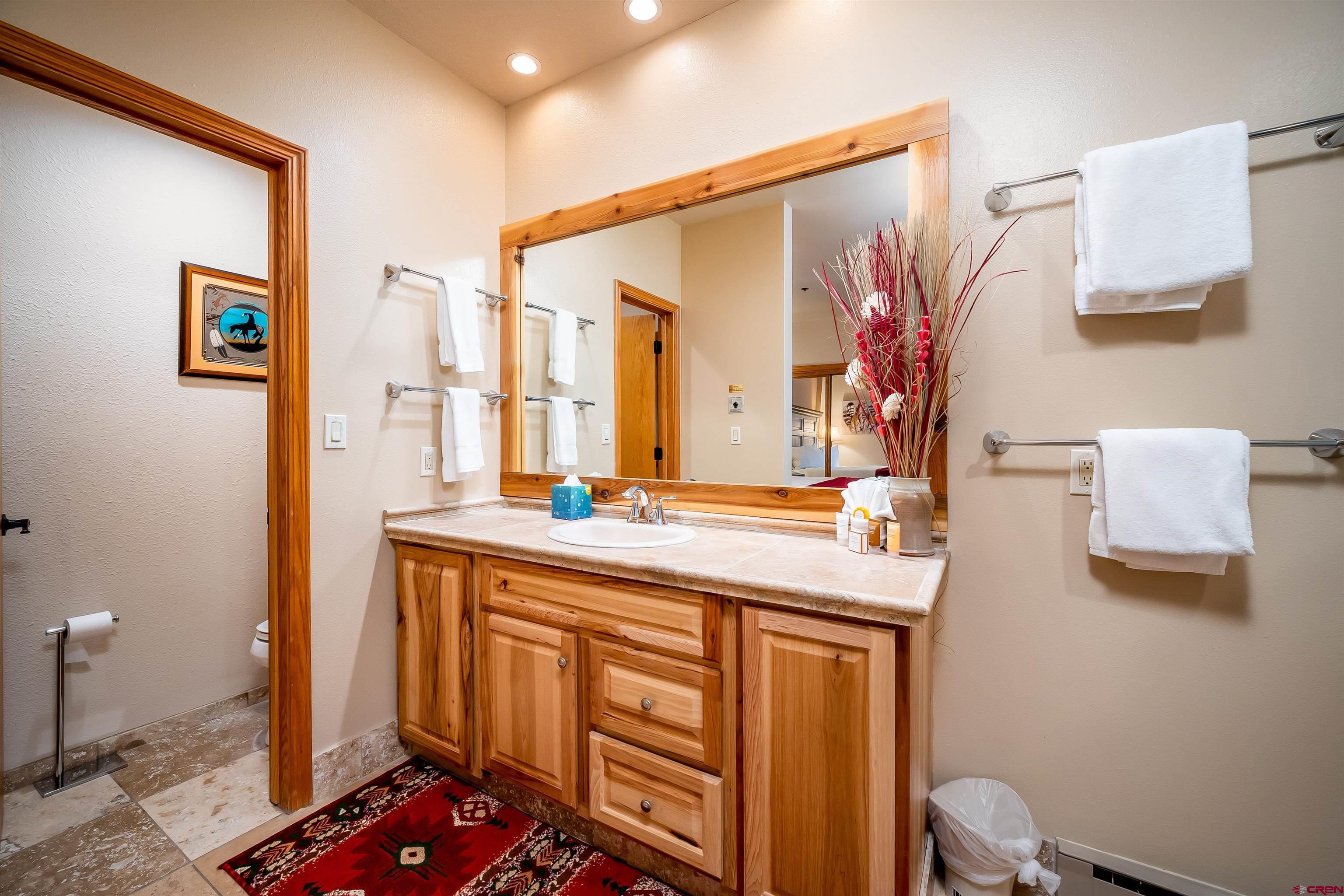 71 East Needles Road, Unit 337 Durango, CO 81301 - Photo 13 of 45 a bathroom with a sink a mirror and a toilet