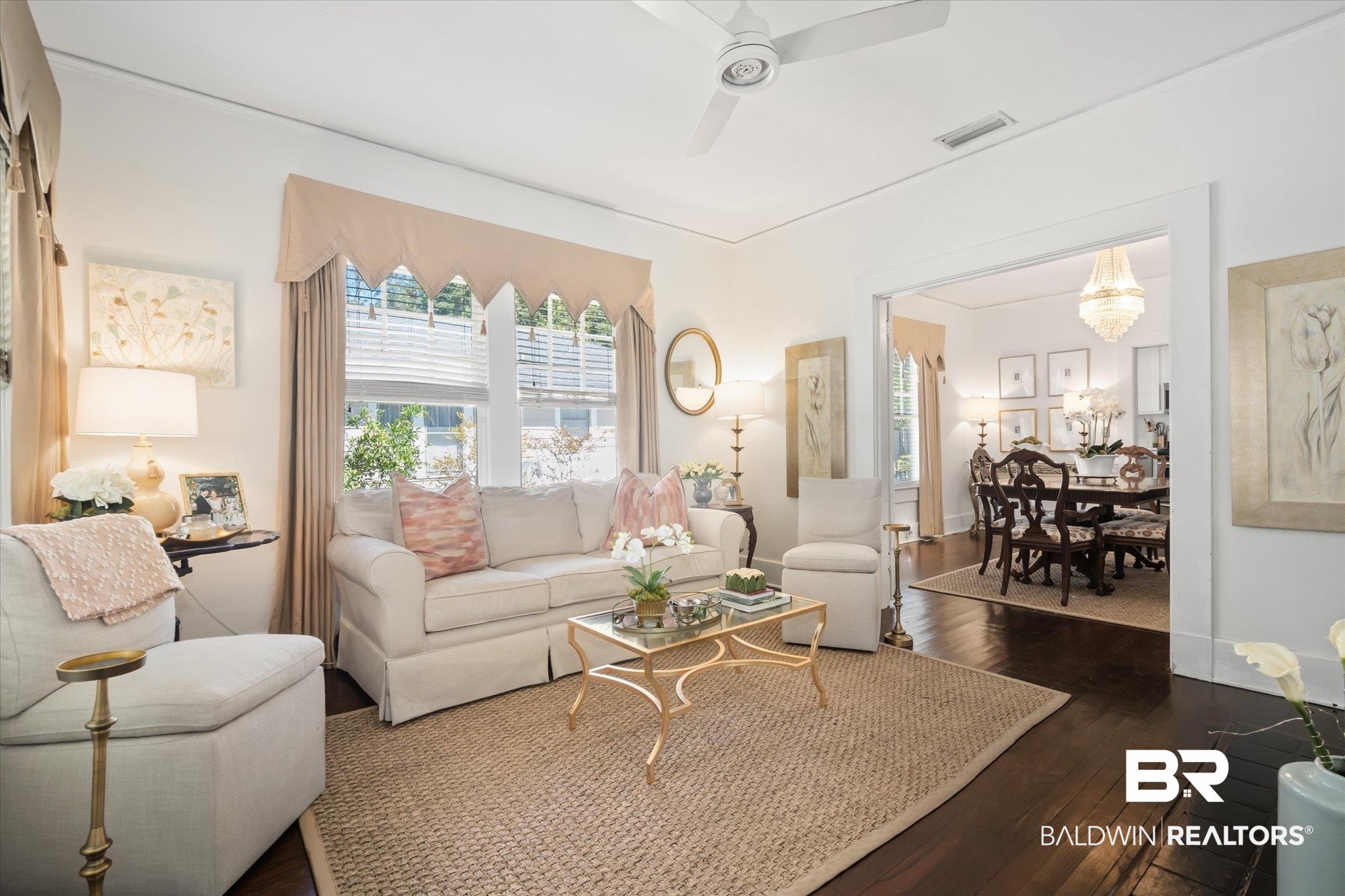 115 Bienville Avenue Mobile, AL 36606 - Photo 4 of 19 Living room featuring dark hardwood / wood-style flooring and ceiling fan