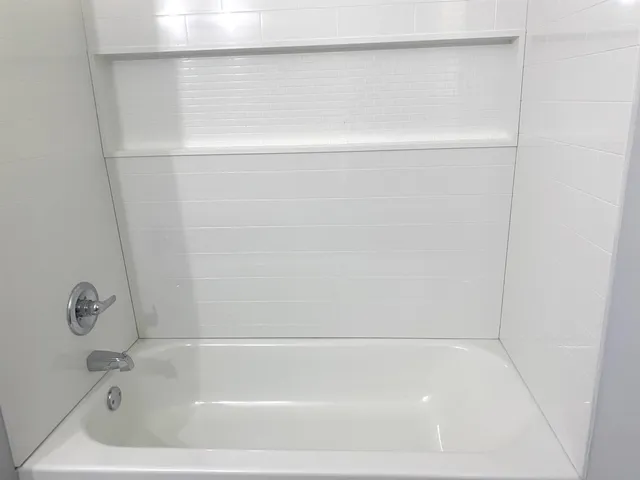 a bathroom with a bathtub