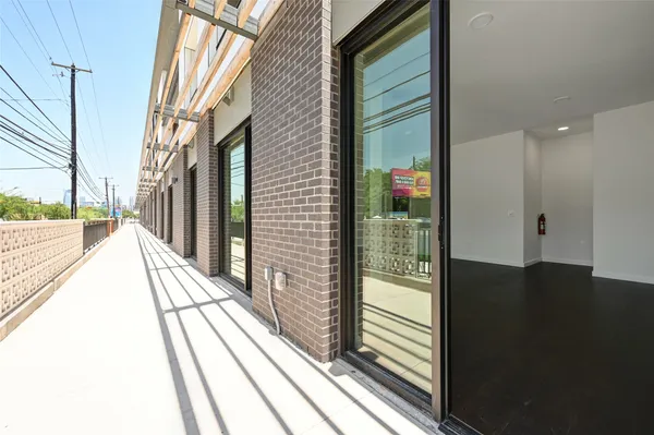 a view of a balcony from window