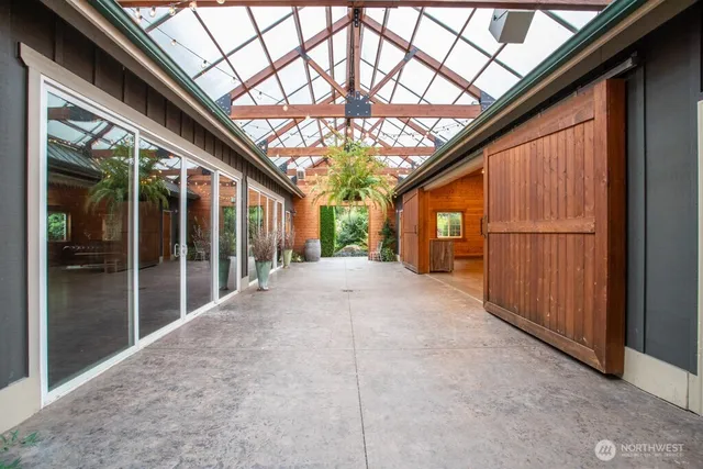 a view of a porch with patio
