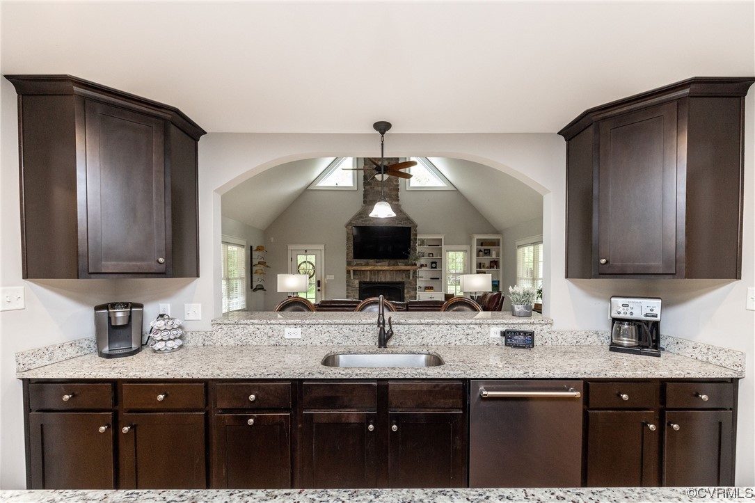 5497 Old Columbia Road Goochland, VA 23063 - Photo 13 of 41 a kitchen with a sink and a refrigerator