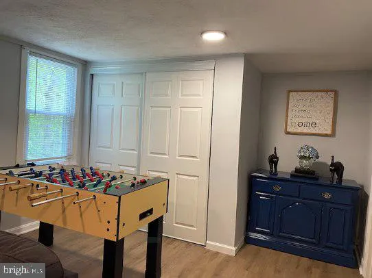 a room with table and window