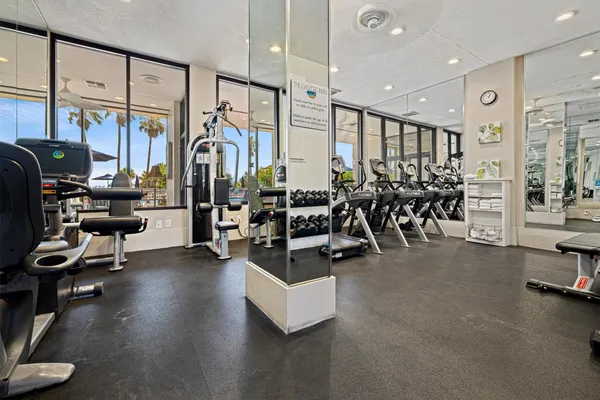 a view of a room with gym equipment