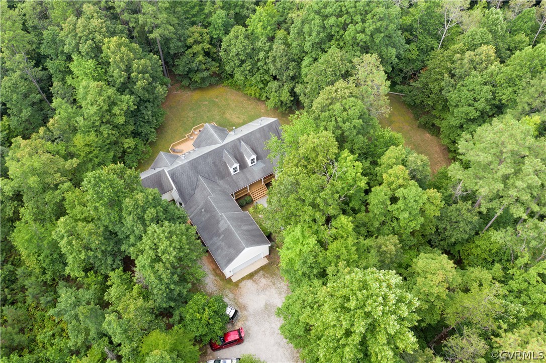 1841 Covington Road Crozier, VA 23039 - Photo 46 of 50 an aerial view of a house with a yard and a garden