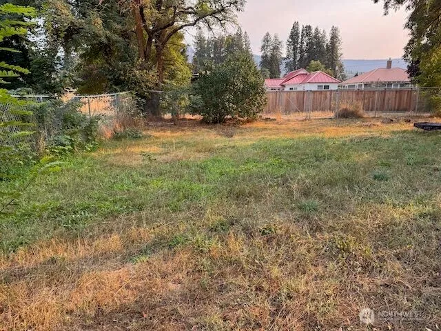 a view of a house with a yard and a forest