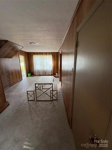 a view of a hallway with elevator