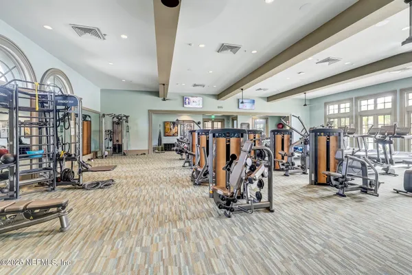 a view of a room with gym equipment