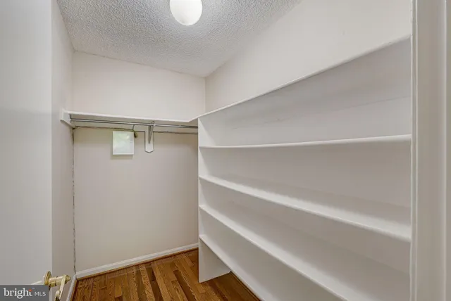 a view of an empty walk in closet
