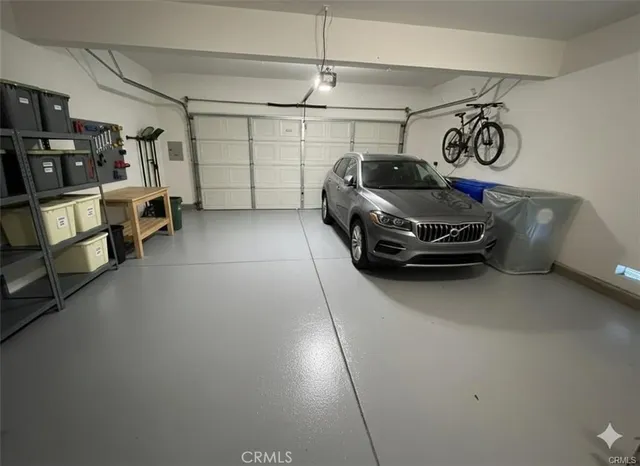 a car parked in a garage