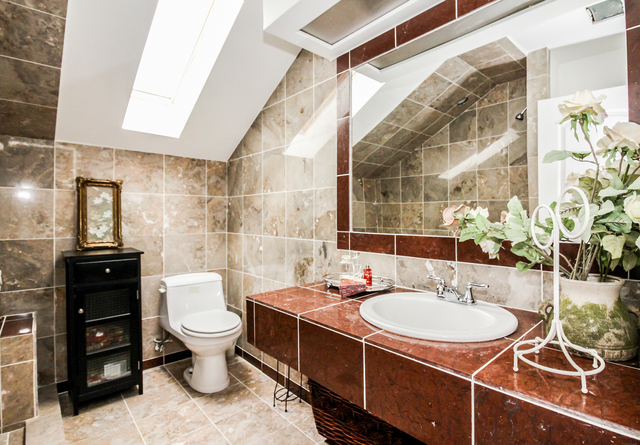 813 Elmdale Road Glenview, IL 60025 - Photo 21 of 26 a bathroom with a sink toilet a mirror and shower