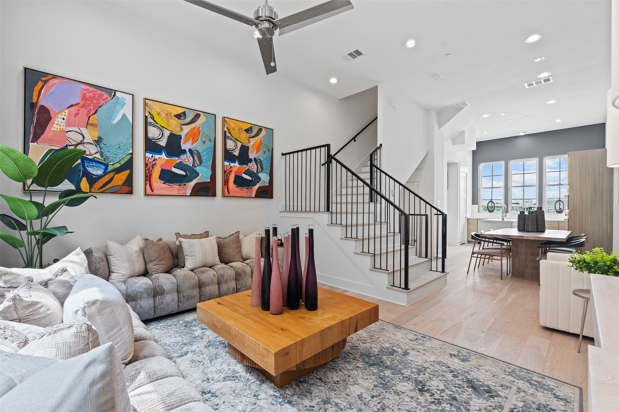 a living room with furniture