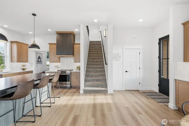 a view of dining room with furniture